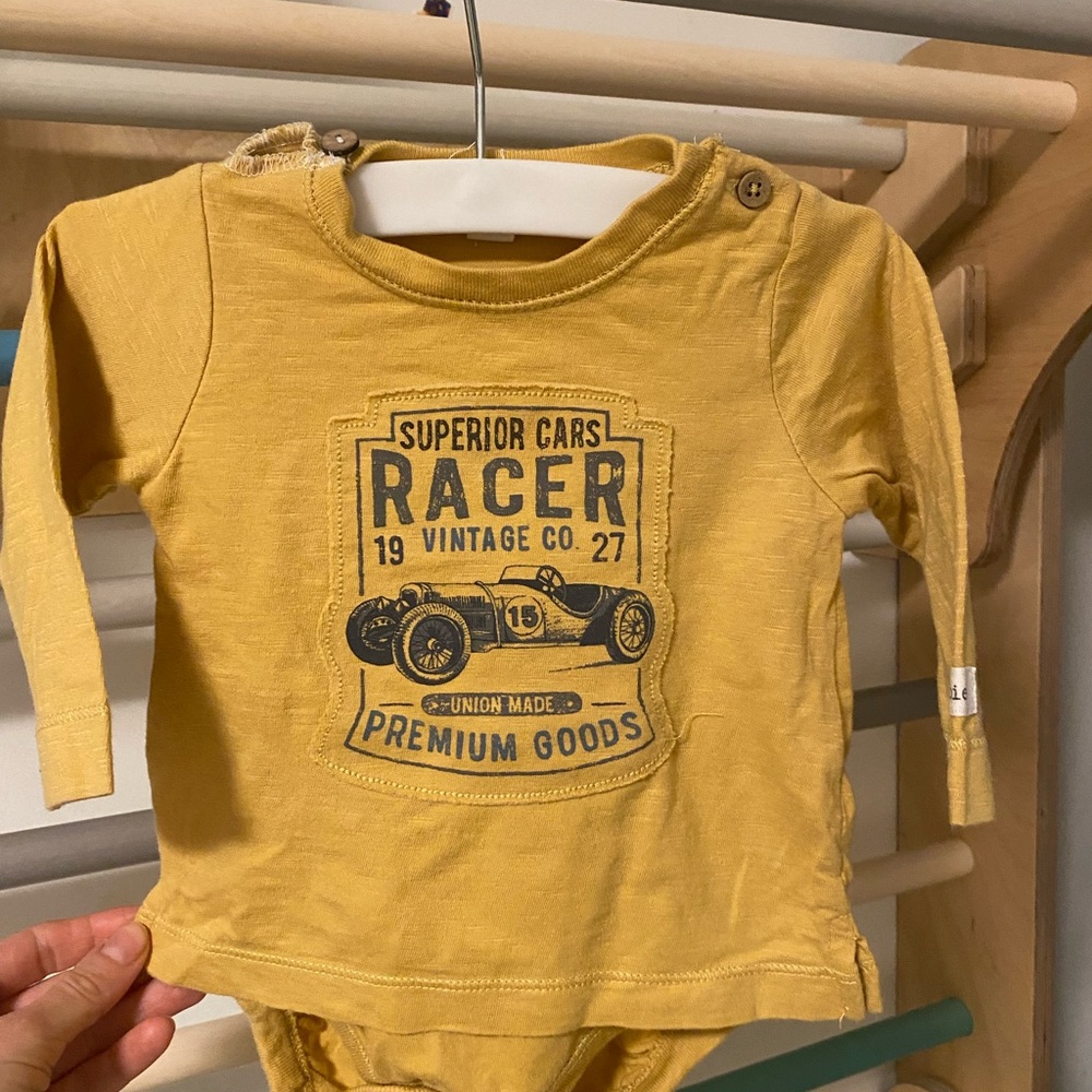 Newbie Yellow Racer Graphic Onesie